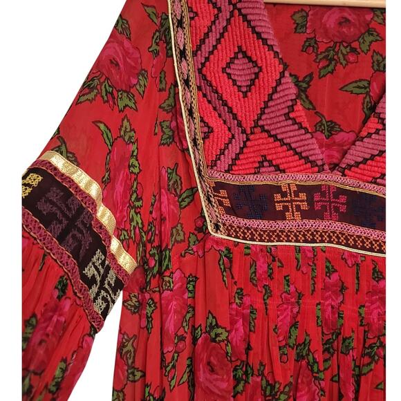 Free People Bold Blooms Embroidered Red Midi Dress - Picture 6 of 9